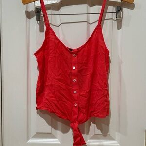 Forever 21 Red Button-Down Tie-Front Women's Tank, Size Medium